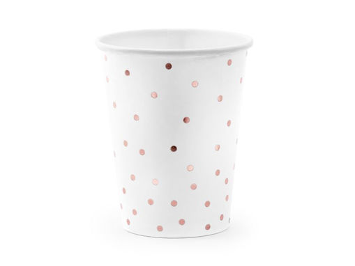 Picture of PAPER CUPS POLKA DOTS WHITE 260ML - 6 PACK